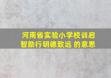 河南省实验小学校训启智励行明德致远 的意思